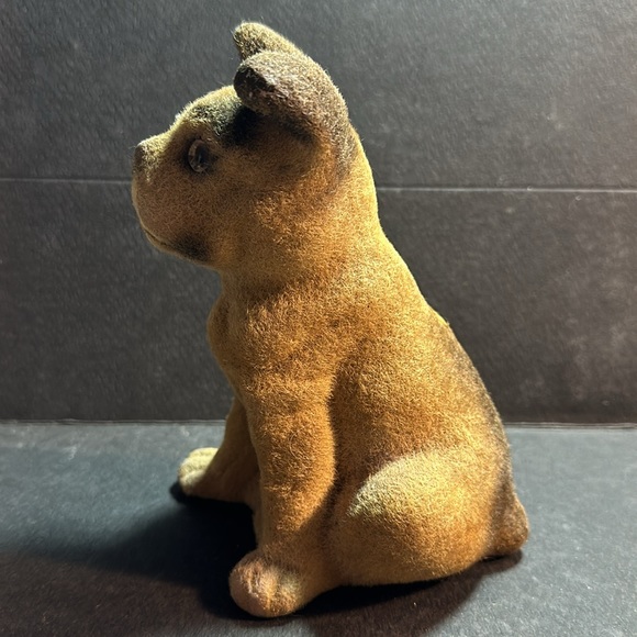 Vintage Flocked Fuzzy Dog Puppy Bank 6 1/4”, **no stopper** - Picture 3 of 5